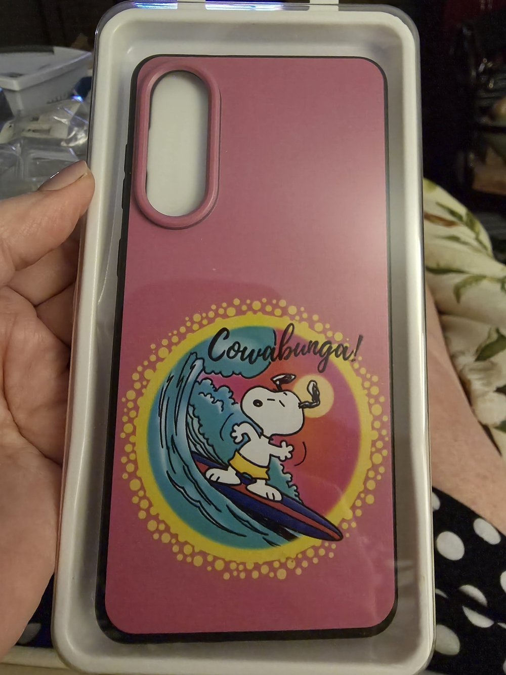 Snoopy 'Cowabunga' Pink Custom Silicone Phone Case Samsung Galaxy S25 EDGE NIB
